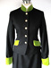 J 1 navy single breasted jacket, lime velvet trim, gold piping with gold diamante buttons.jpg